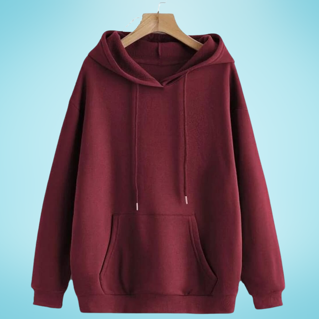 Maroon Plain Sweatshirt Hoodie