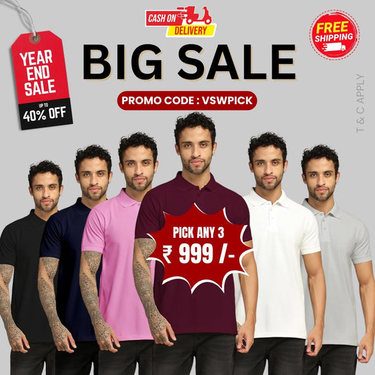 Combo Plain Collar T shirt Year End Offer - 2024